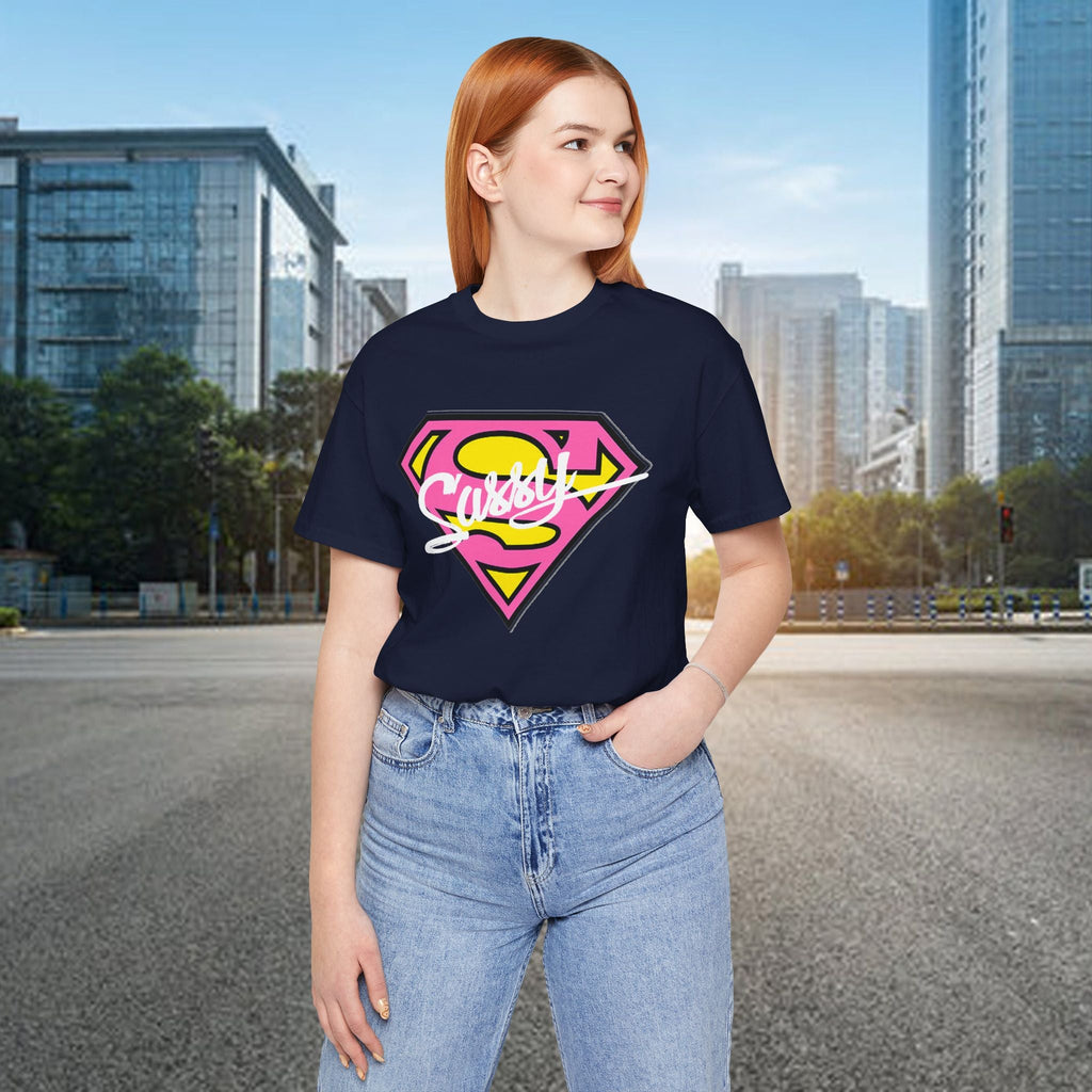Super Sassy Tee — Pink & Yellow S Badge Graphic T-Shirt Printify T-Shirt  314 Originals