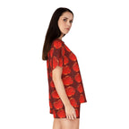 Women's Red Heart Pattern Short Pajama Set – Valentine's Sleepwear - 314 Originals
