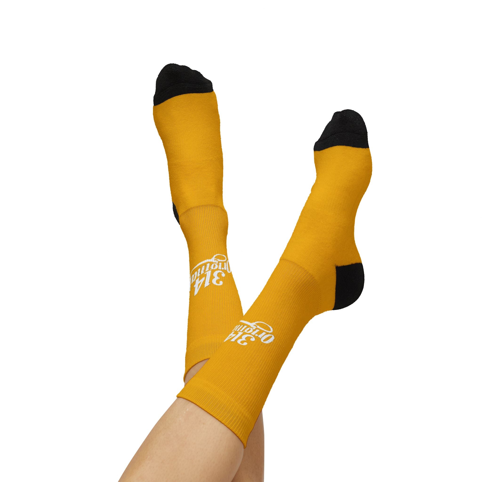 Yellow Sublimation Socks with '314 Originals' Script — Athletic Crew Socks - 314 Originals