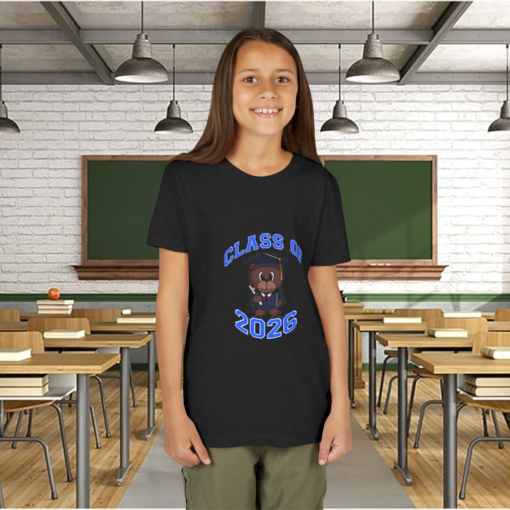 Class of 2026 Kids Graduation T‑Shirt — Cute Graduate Bear Youth Tee