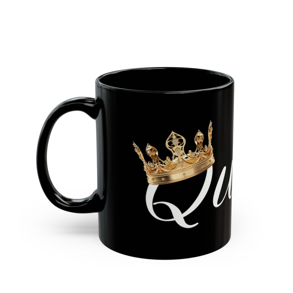 Queen Script Black Mug with Gold Crown — Royal Coffee Tea Gift - 314 Originals