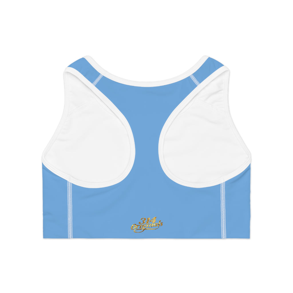 Light Blue Sports Bra — "Originals" Script Athletic Crop Top - 314 Originals