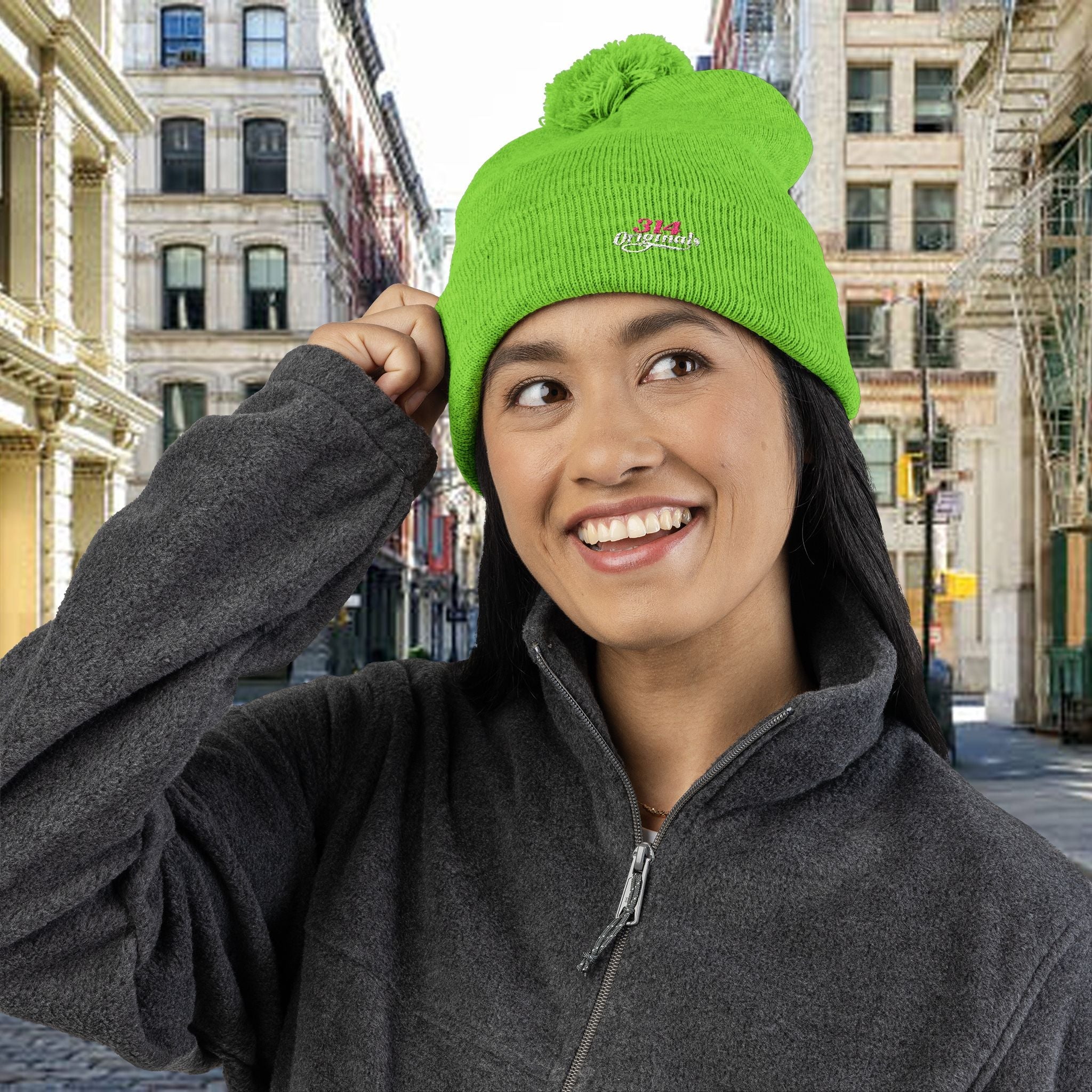 Embroidered Pom-Pom Knit Cap — '314 Originals' Beanie Printify Hats  314 Originals