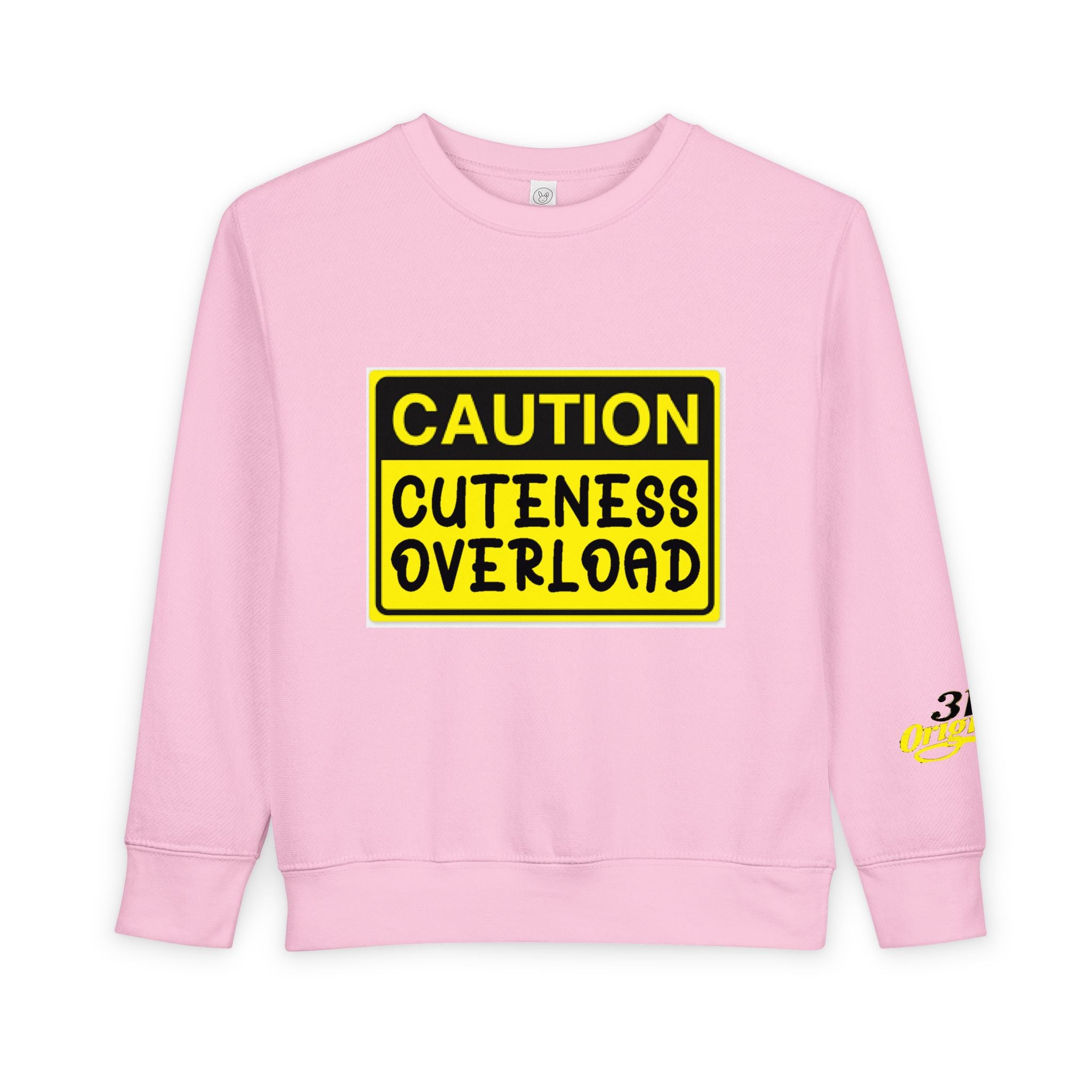 "Caution: Cuteness Overload" Kids Crewneck Toddler Sweatshirt