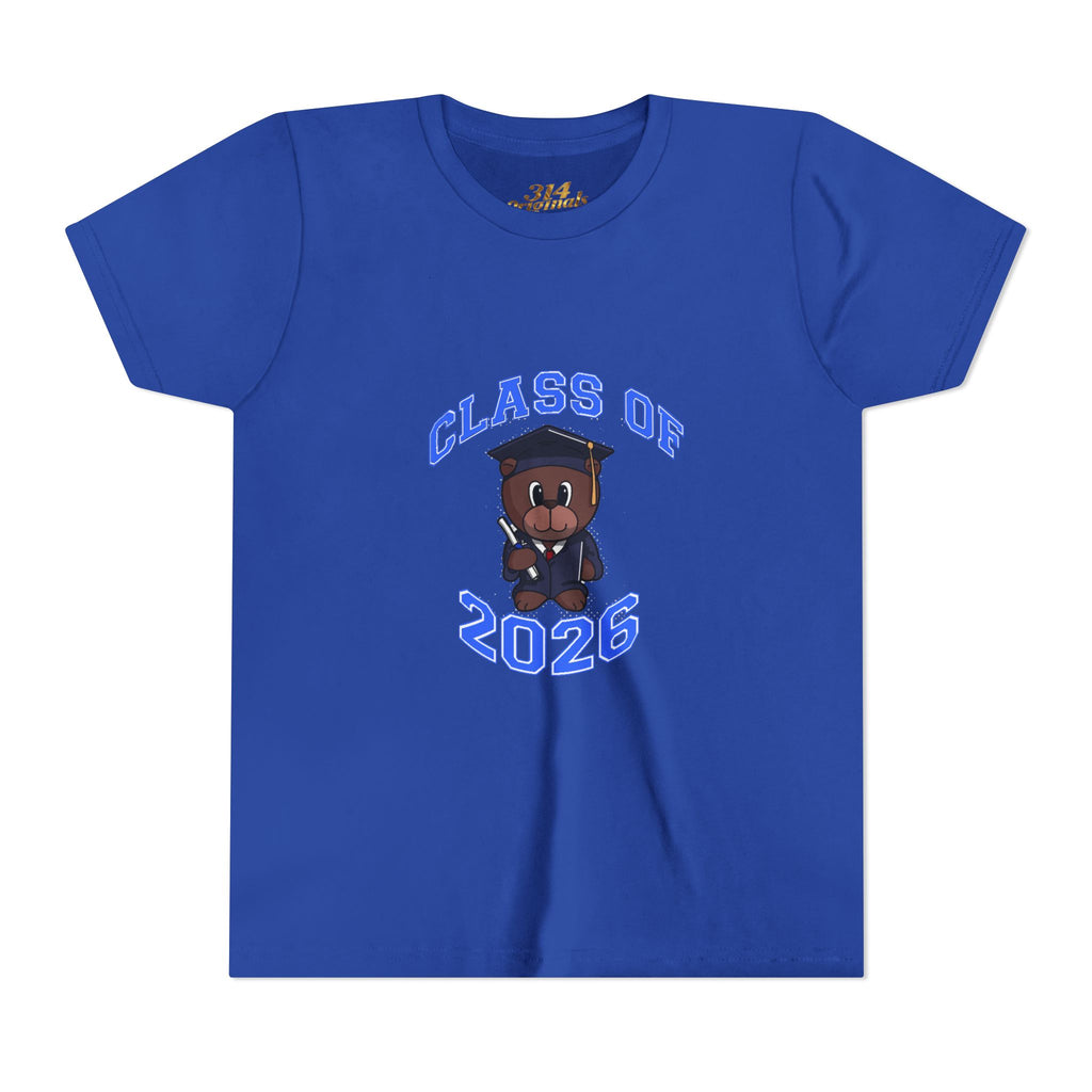 Class of 2026 Kids Graduation T‑Shirt — Cute Graduate Bear Youth Tee