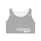 Grey Sports Bra — "Originals" Pink Script Athletic Crop Top - 314 Originals