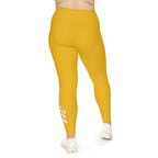 Yellow Plus Size Leggings — Subtle Side Script Graphic, Comfortable Everyday Activewear - 314 Originals