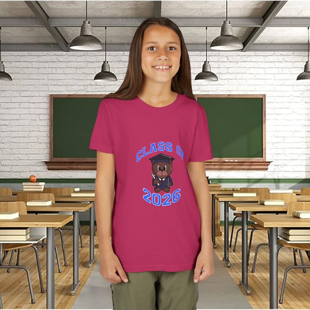 Class of 2026 Kids Graduation T‑Shirt — Cute Graduate Bear Youth Tee