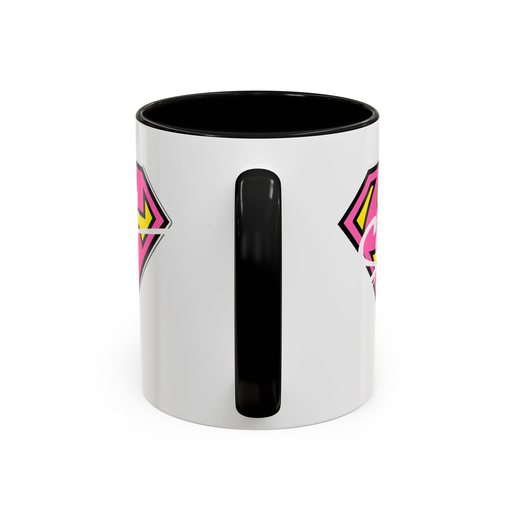 Sassy Supergirl Accent Coffee Mug – Pink & Yellow Super S Logo (11/15oz) - 314 Originals