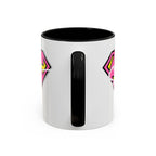 Sassy Supergirl Accent Coffee Mug – Pink & Yellow Super S Logo (11/15oz) - 314 Originals