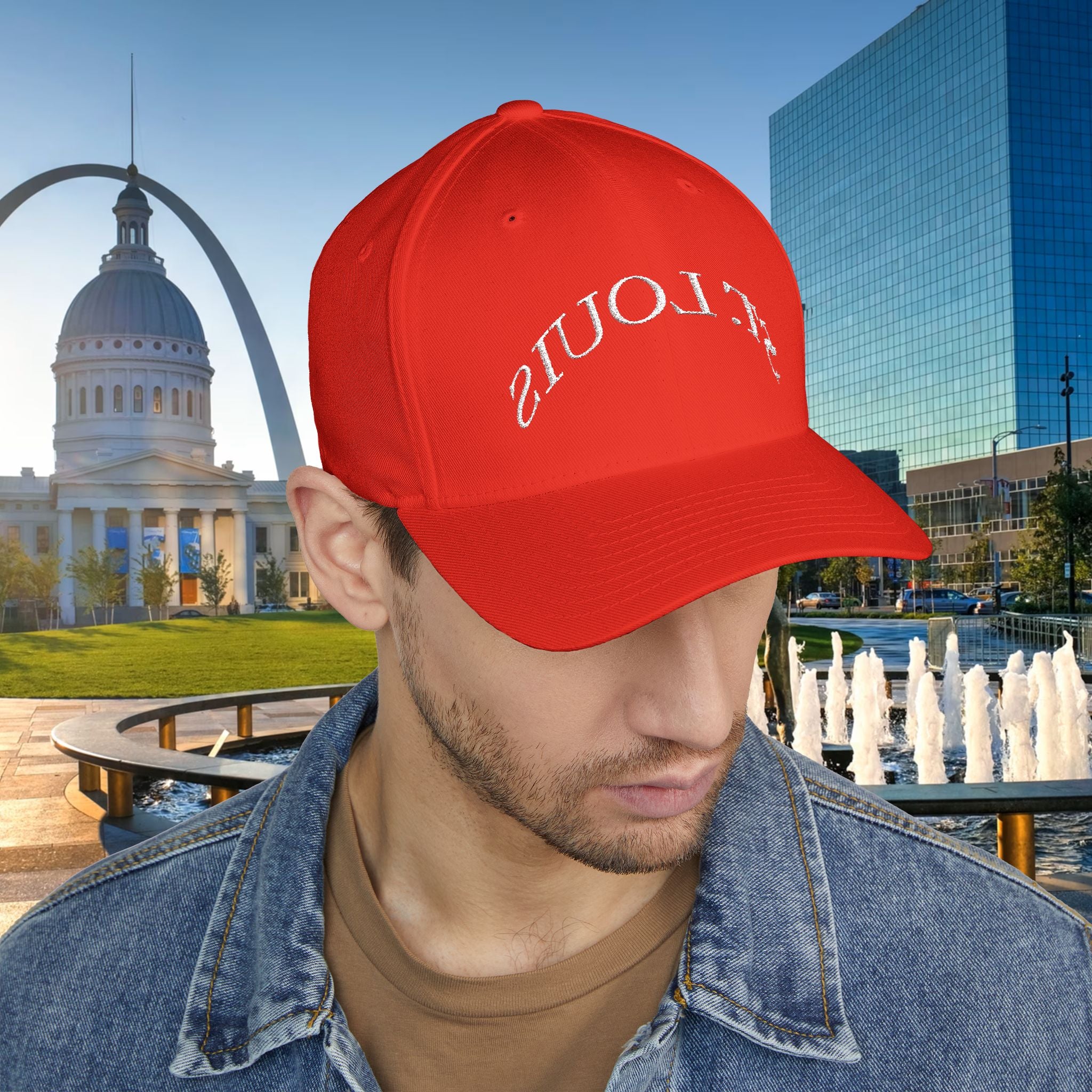 Embroidered "St. Louis" Closed-Back Structured Cap — Baseball Hat with 314 Retro Logo