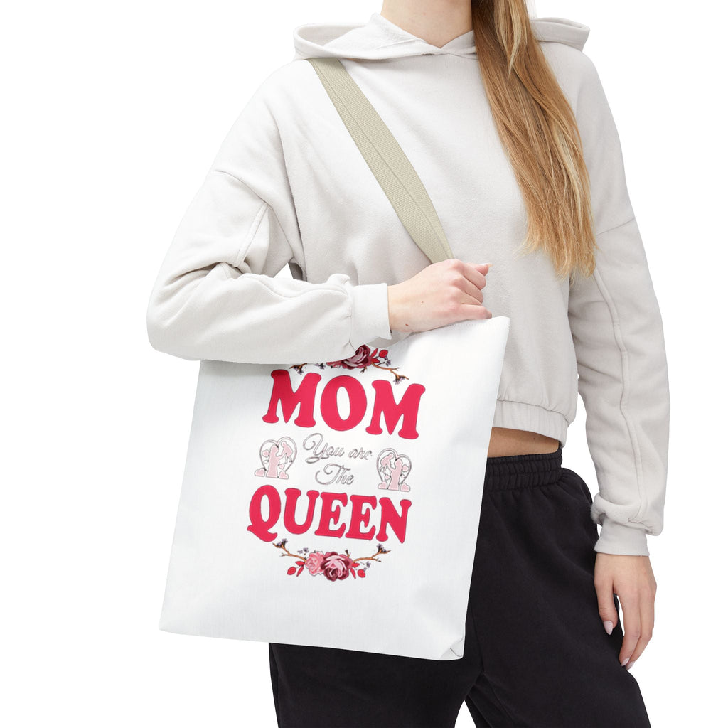 "Mom You're the Queen" Floral Mother's Day Tote Bag Printify Bags  314 Originals