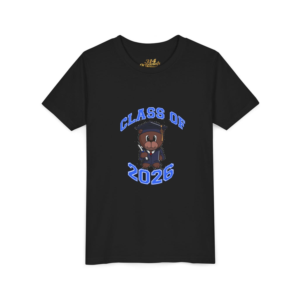 Class of 2026 Kids Graduation T‑Shirt — Cute Graduate Bear Youth Tee