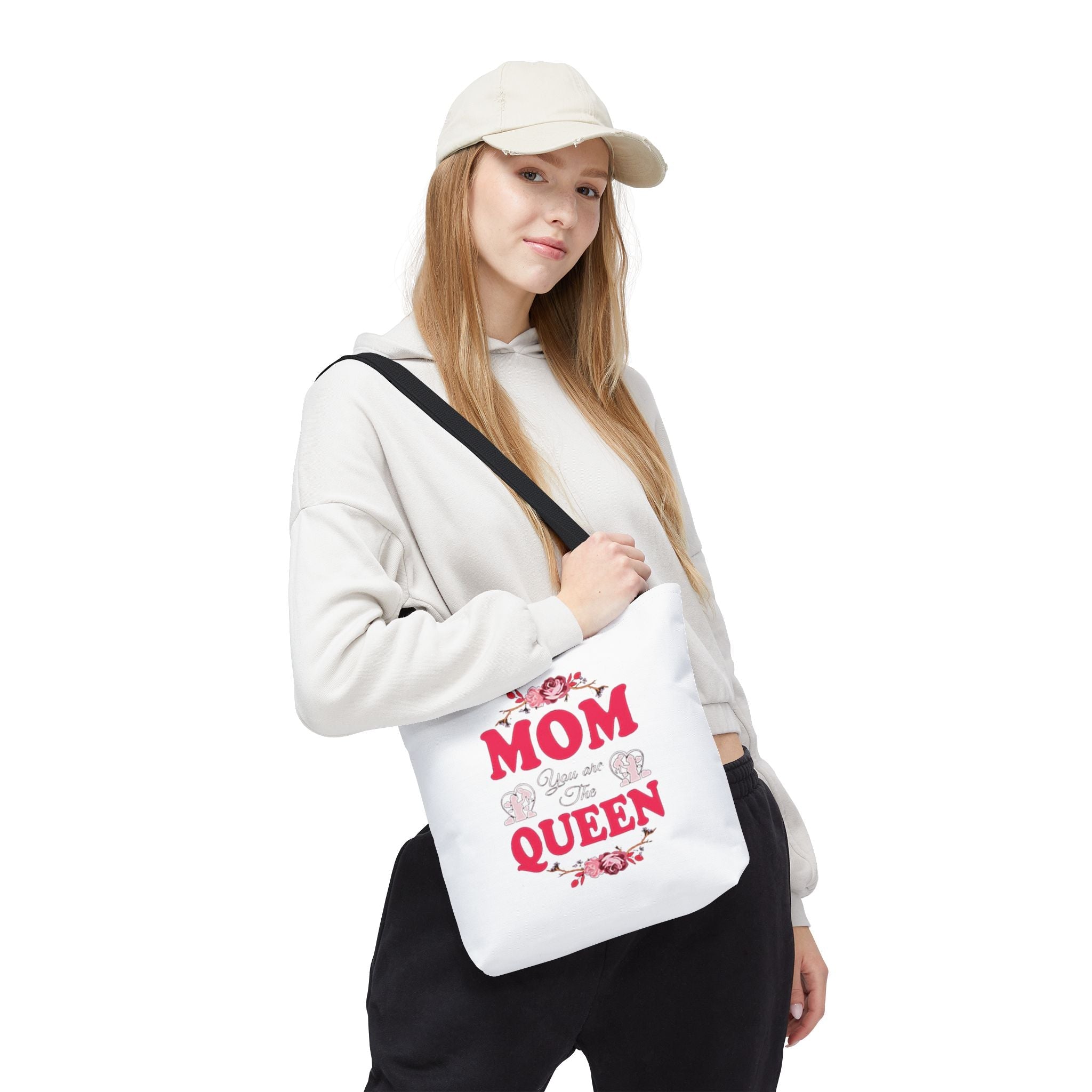 "Mom You're the Queen" Floral Mother's Day Tote Bag Printify Bags  314 Originals