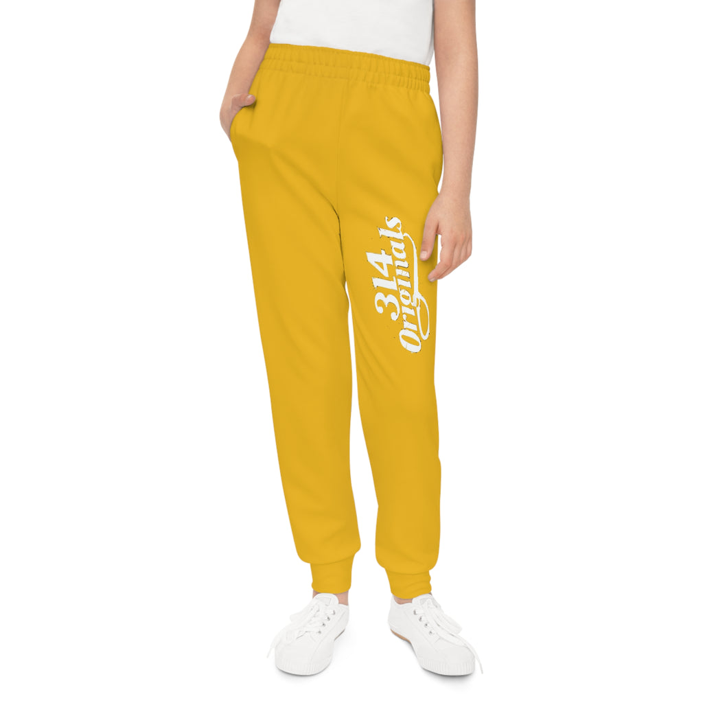Yellow Youth Joggers with 314 Originals Side Graphic — Kids Athletic Sweatpants - 314 Originals