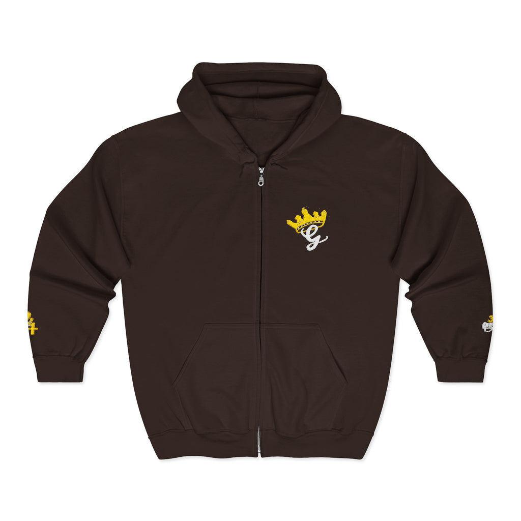 King's Gear Zip Hoodie — Full‑Zip with Gold Crown Emblem - 314 Originals