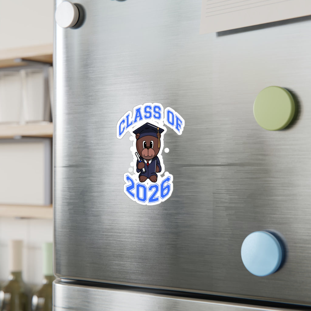 Class of 2026 Graduation Bear Sticker — Kiss-Cut Vinyl Decal for Cars, Laptops & Gifts