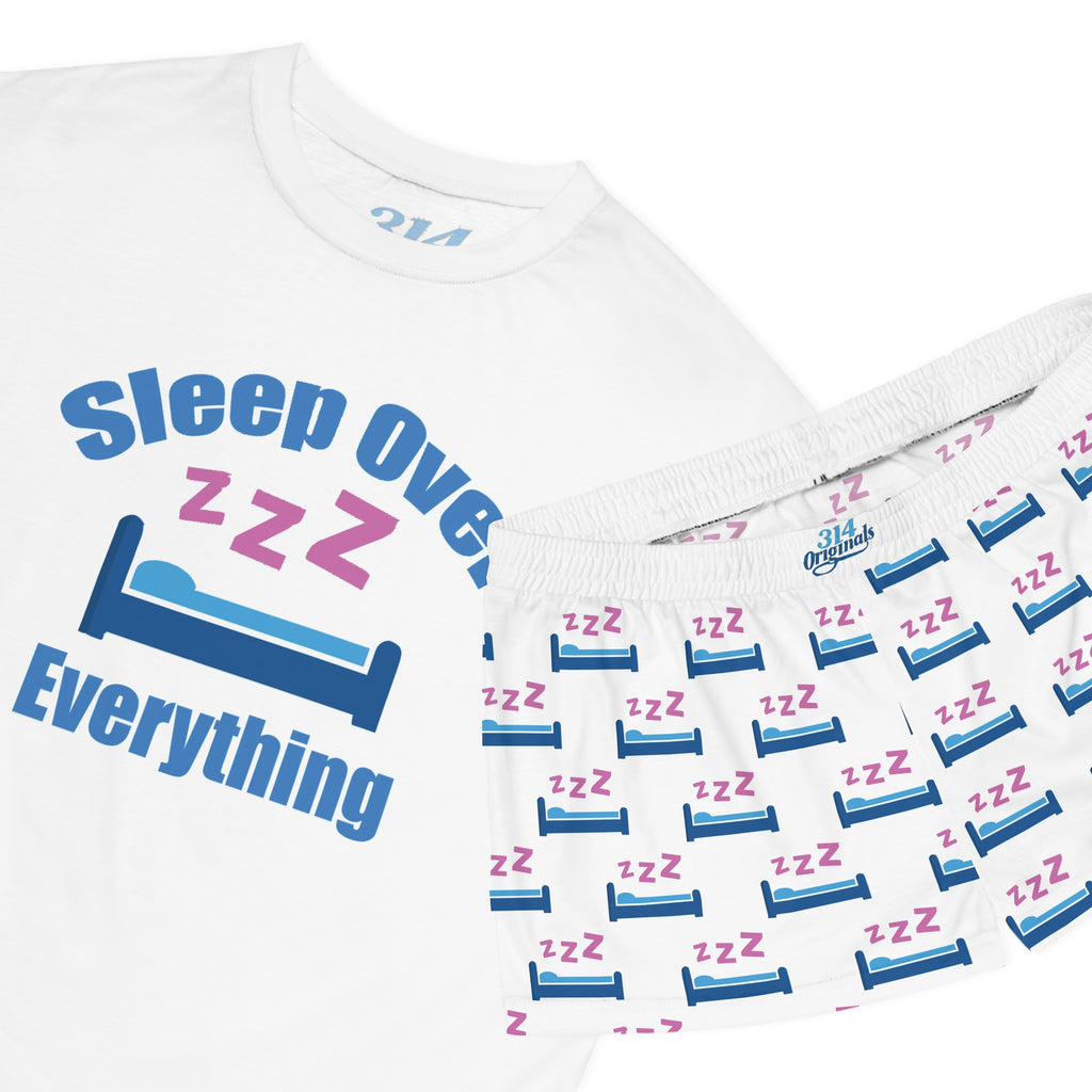 Sleep Over Everything Women's Short Pajama Set — 'Sleep Over' ZZZ Bed Graphic Shorts - 314 Originals