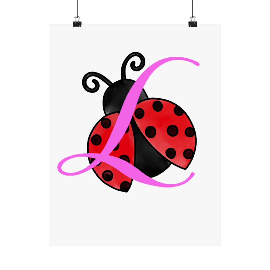 Ladybug Initial “L” Matte Poster — Cute Nursery Wall Art for Girls Printify Poster  314 Originals