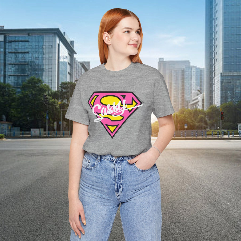 Super Sassy Tee — Pink & Yellow S Badge Graphic T-Shirt Printify T-Shirt  314 Originals