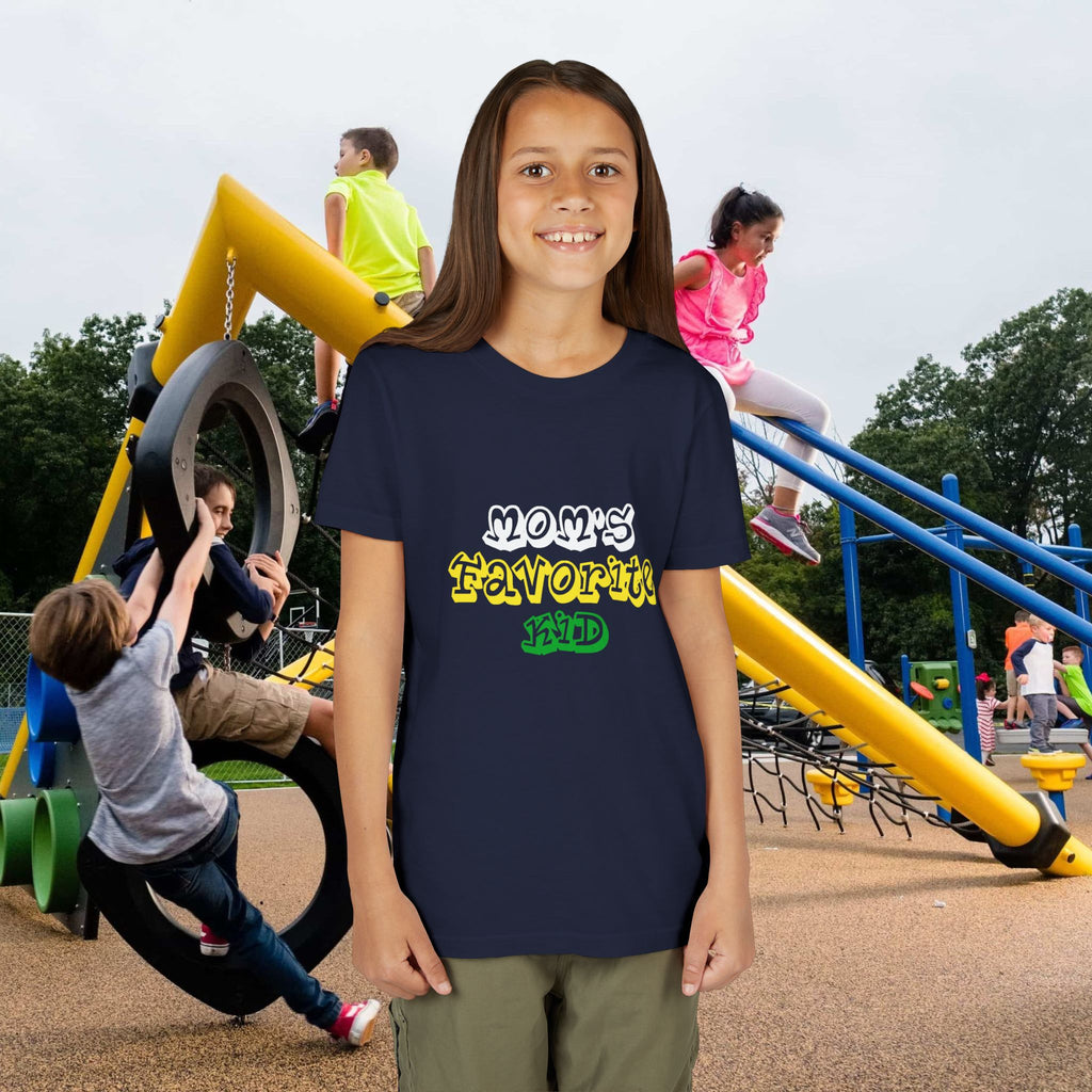 Girl's "Favorite Kid" Retro Yellow & Green Graphic T-Shirt