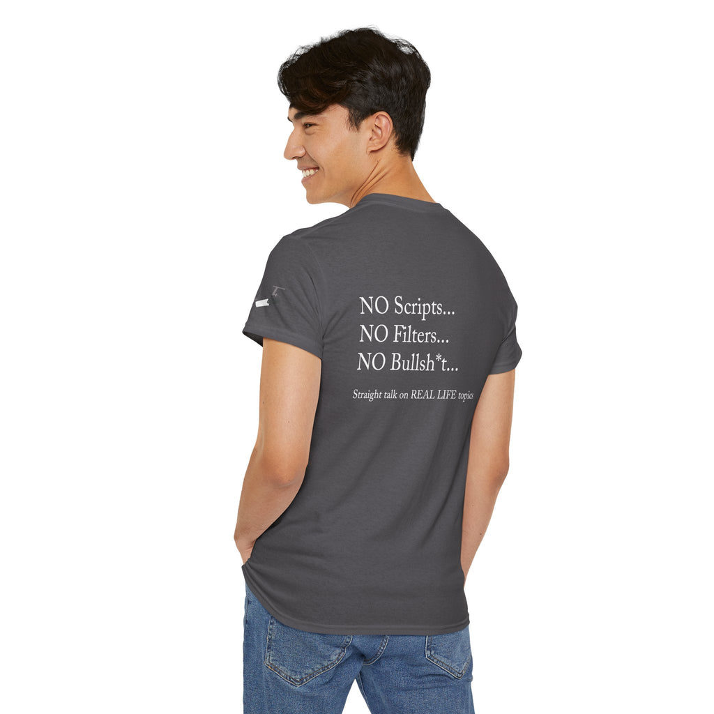 Tell It Like It Is Podcast — Bold Statement Graphic T‑Shirt ("No Scripts… No Filters… No Bullsh*t") Printify T-Shirt  314 Originals