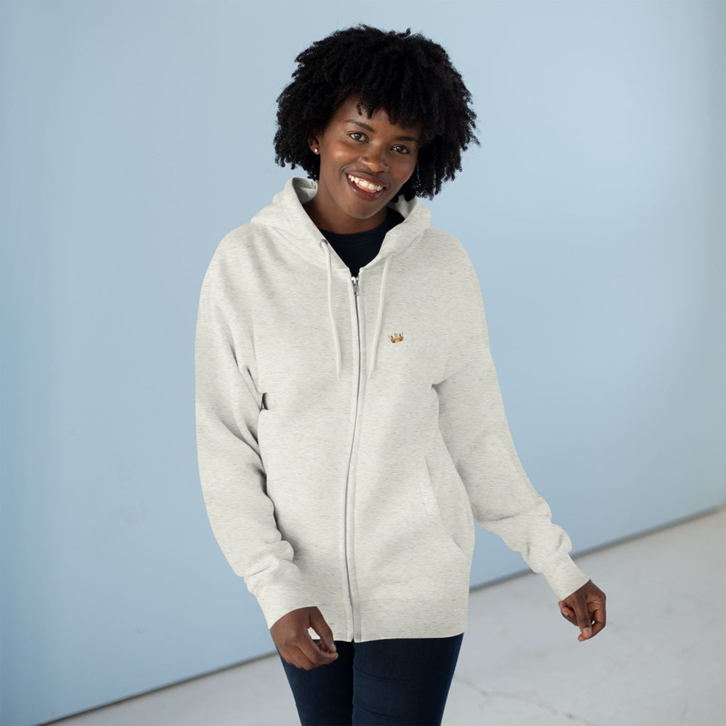 'Queen' Chest Logo Zip Hoodie — Women's Urban Streetwear Printify Hoodie  314 Originals