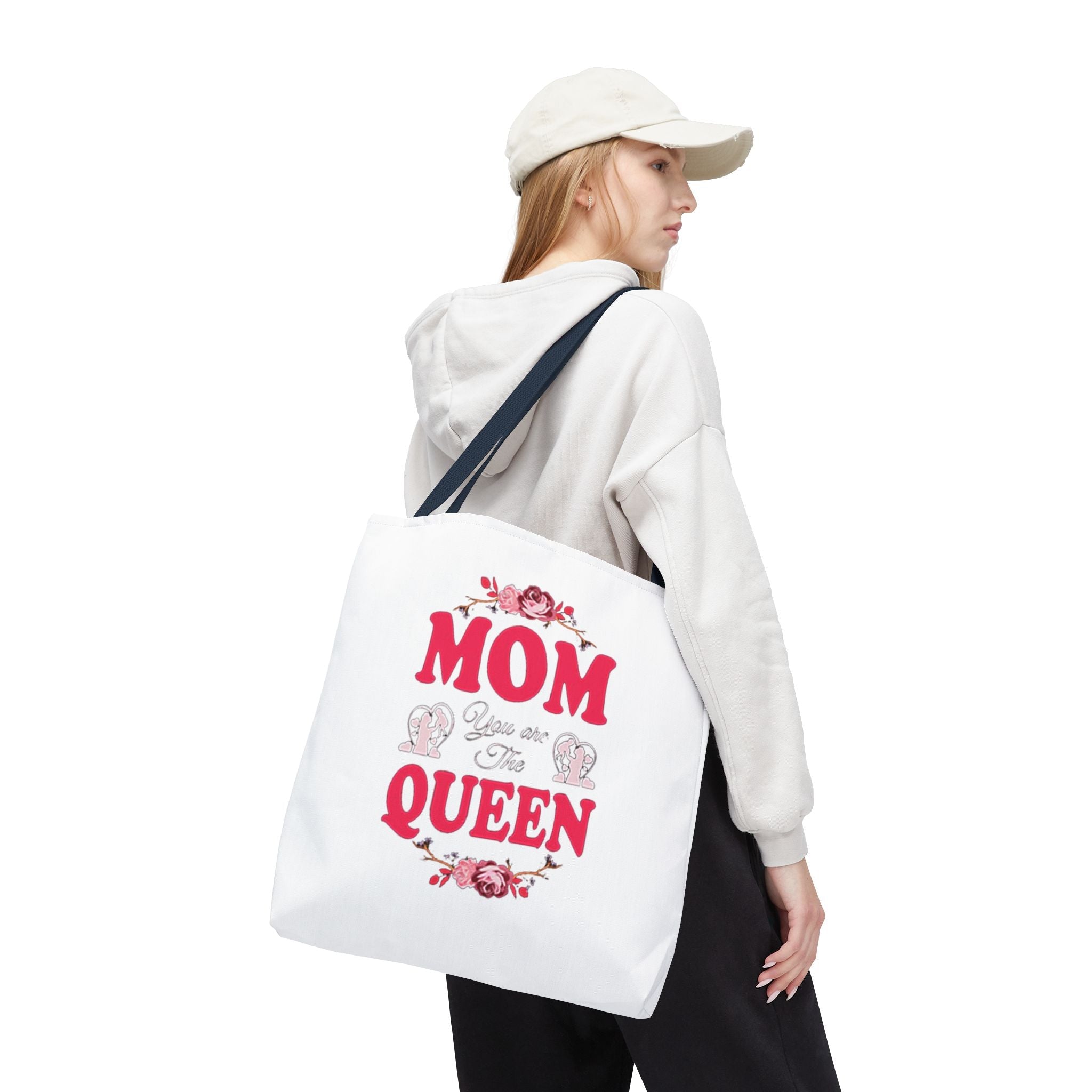 "Mom You're the Queen" Floral Mother's Day Tote Bag Printify Bags  314 Originals