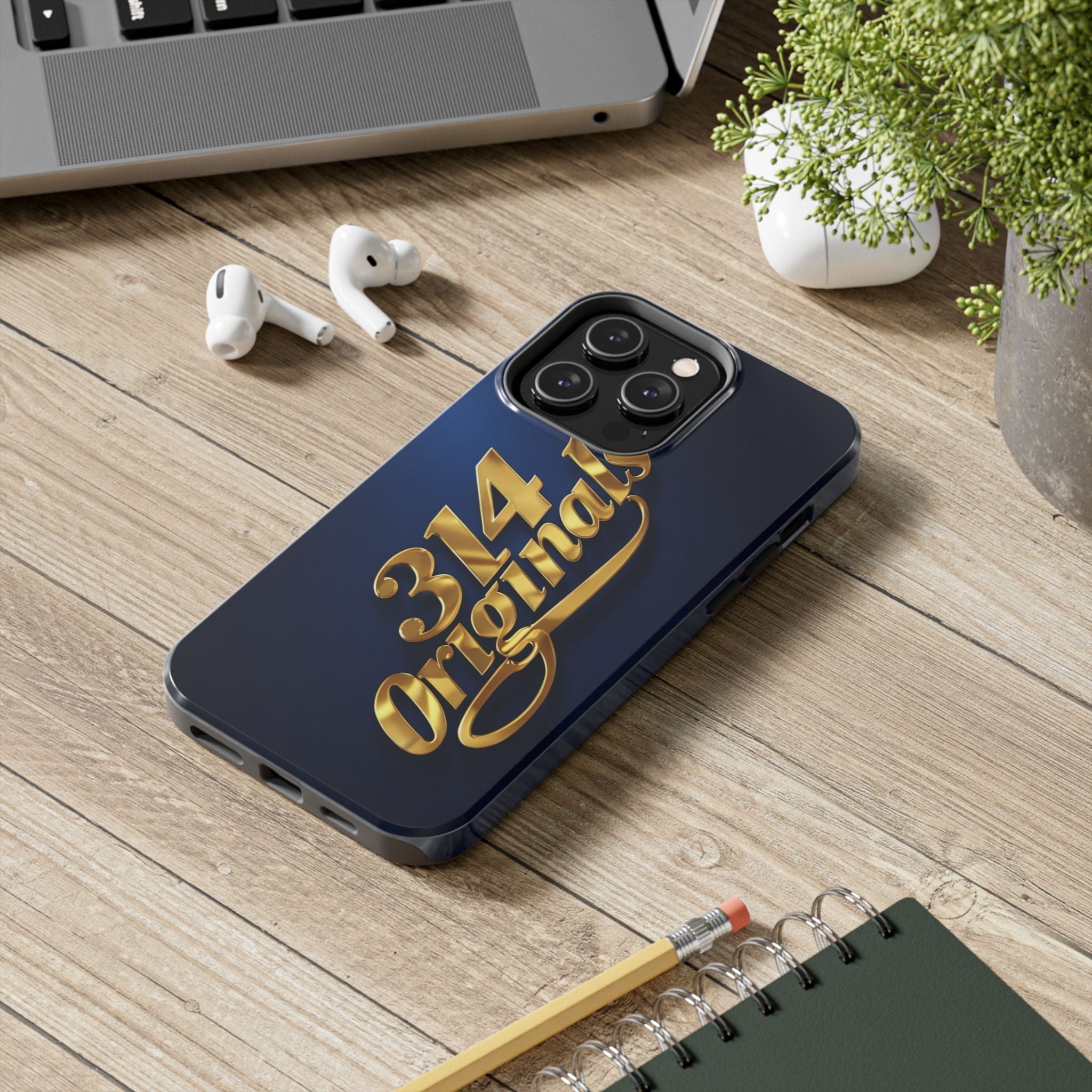 "314 Originals" Gold Script on Navy Tough Protective Case Printify Phone Case  314 Originals