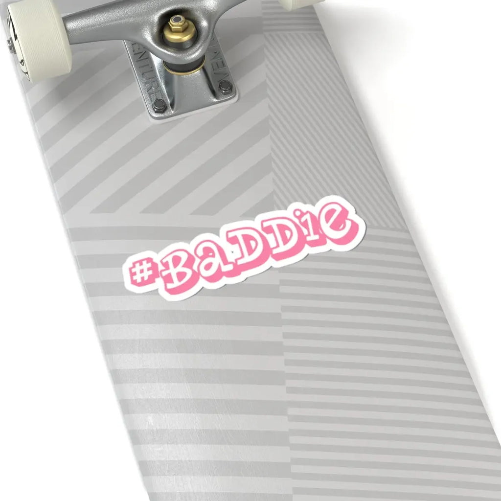 #BADDIE Pink Script Kiss-Cut Sticker — Trendy Laptop & Water Bottle Decal Printify