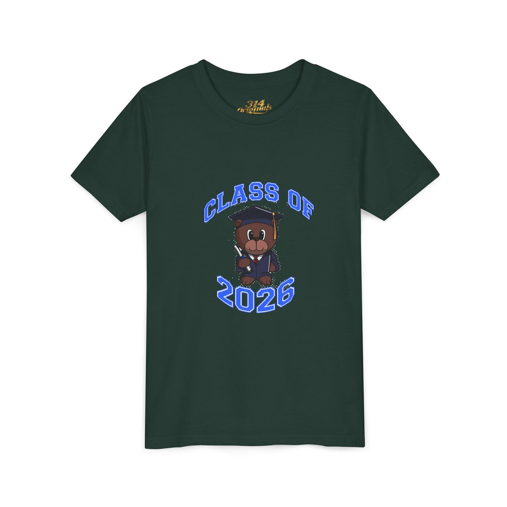 Class of 2026 Kids Graduation T‑Shirt — Cute Graduate Bear Youth Tee