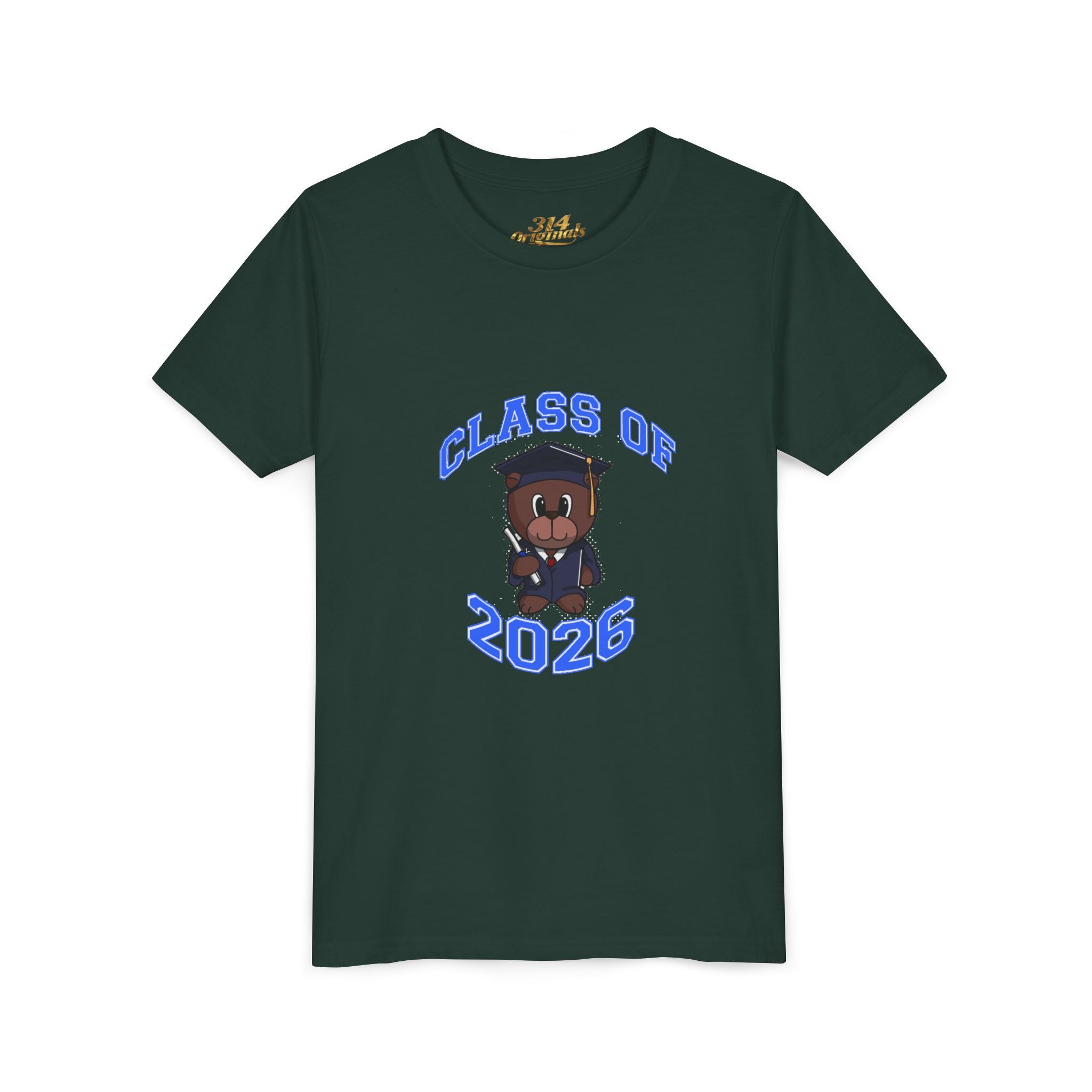 Class of 2026 Kids Graduation T‑Shirt — Cute Graduate Bear Youth Tee