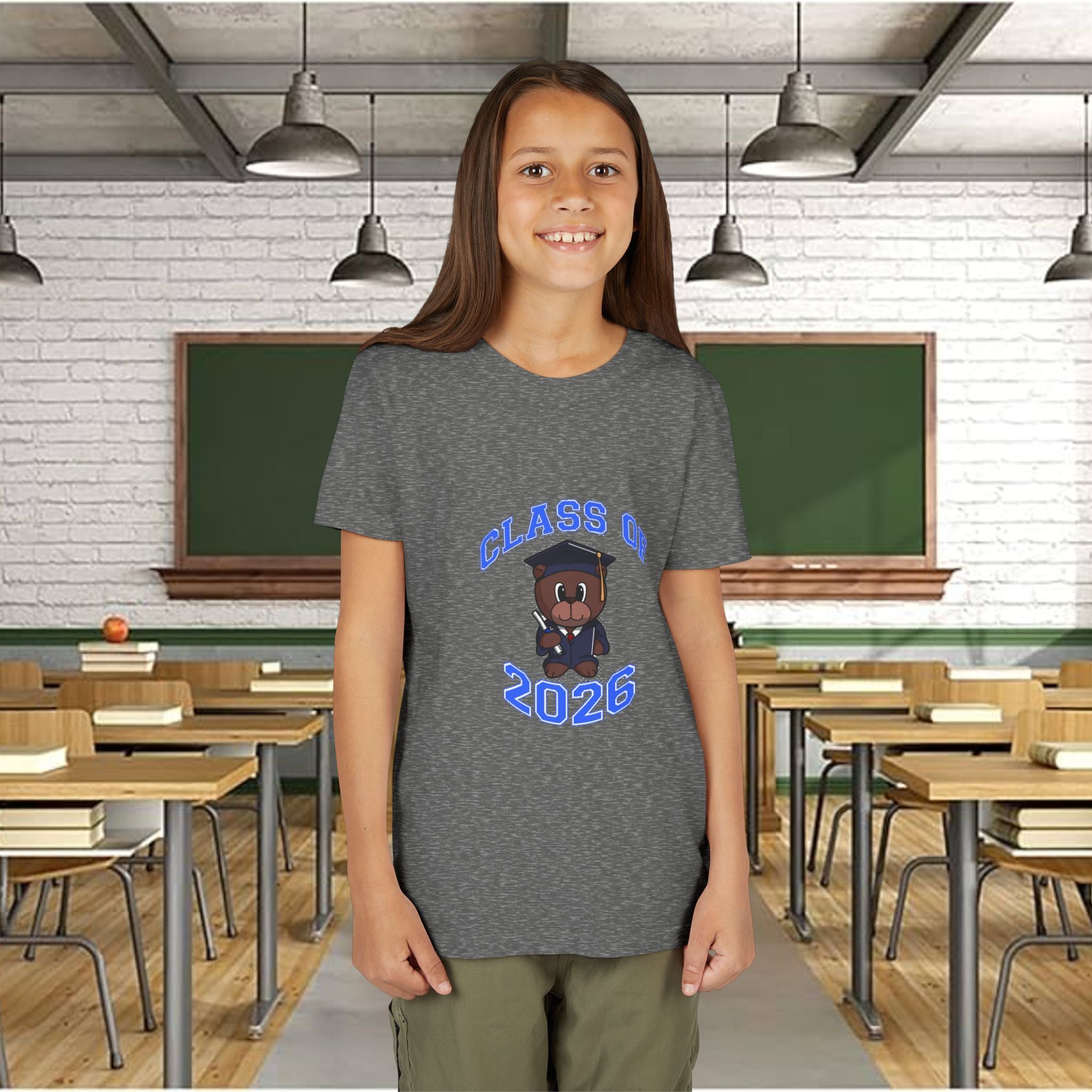 Class of 2026 Kids Graduation T‑Shirt — Cute Graduate Bear Youth Tee