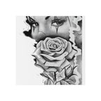 Chicano Clown Rose Temporary Tattoo — Black & Gray Floral Face Art - 314 Originals