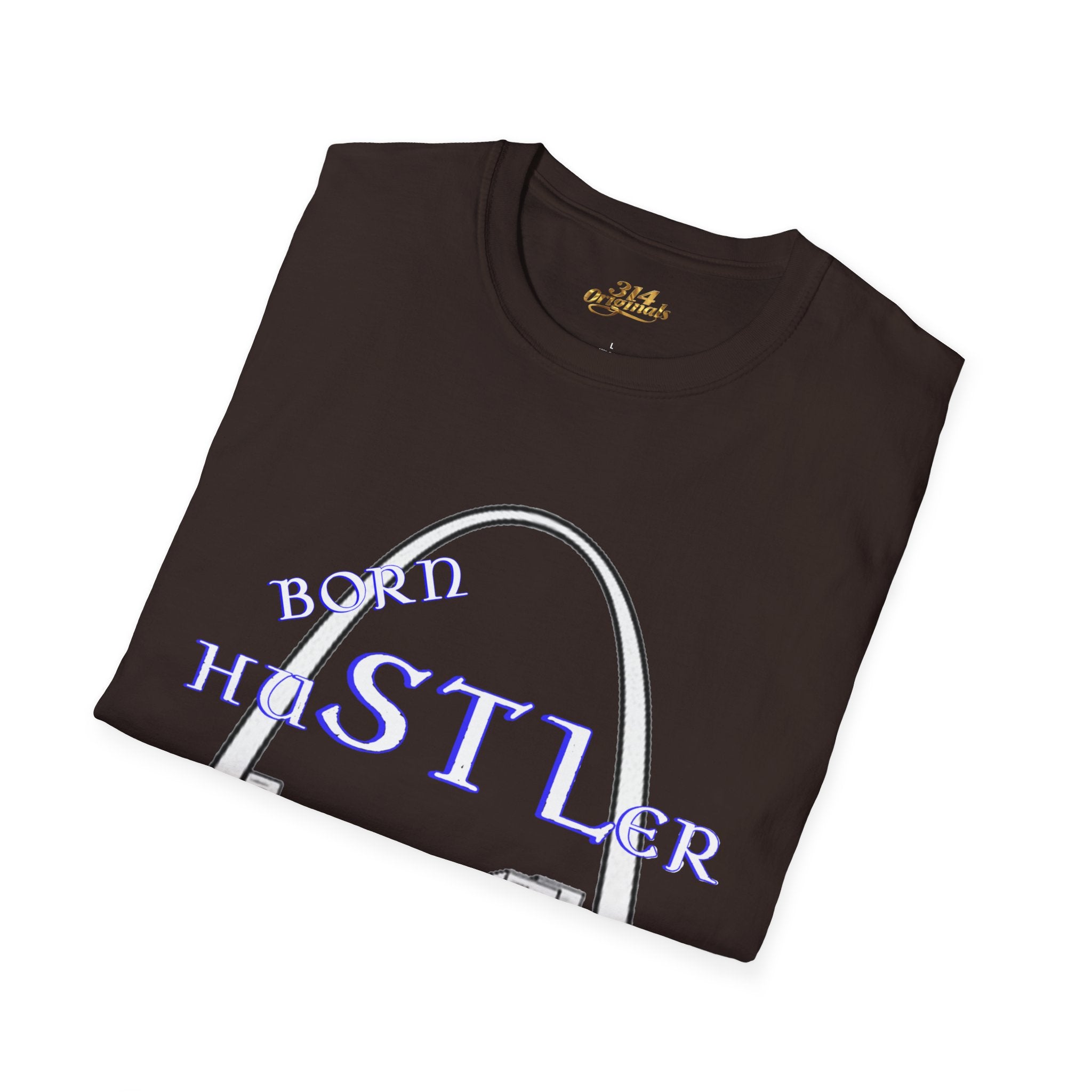 St. Louis Arch Skyline Tee — Born Hustler Front, 314 Originals Back - 314 Originals