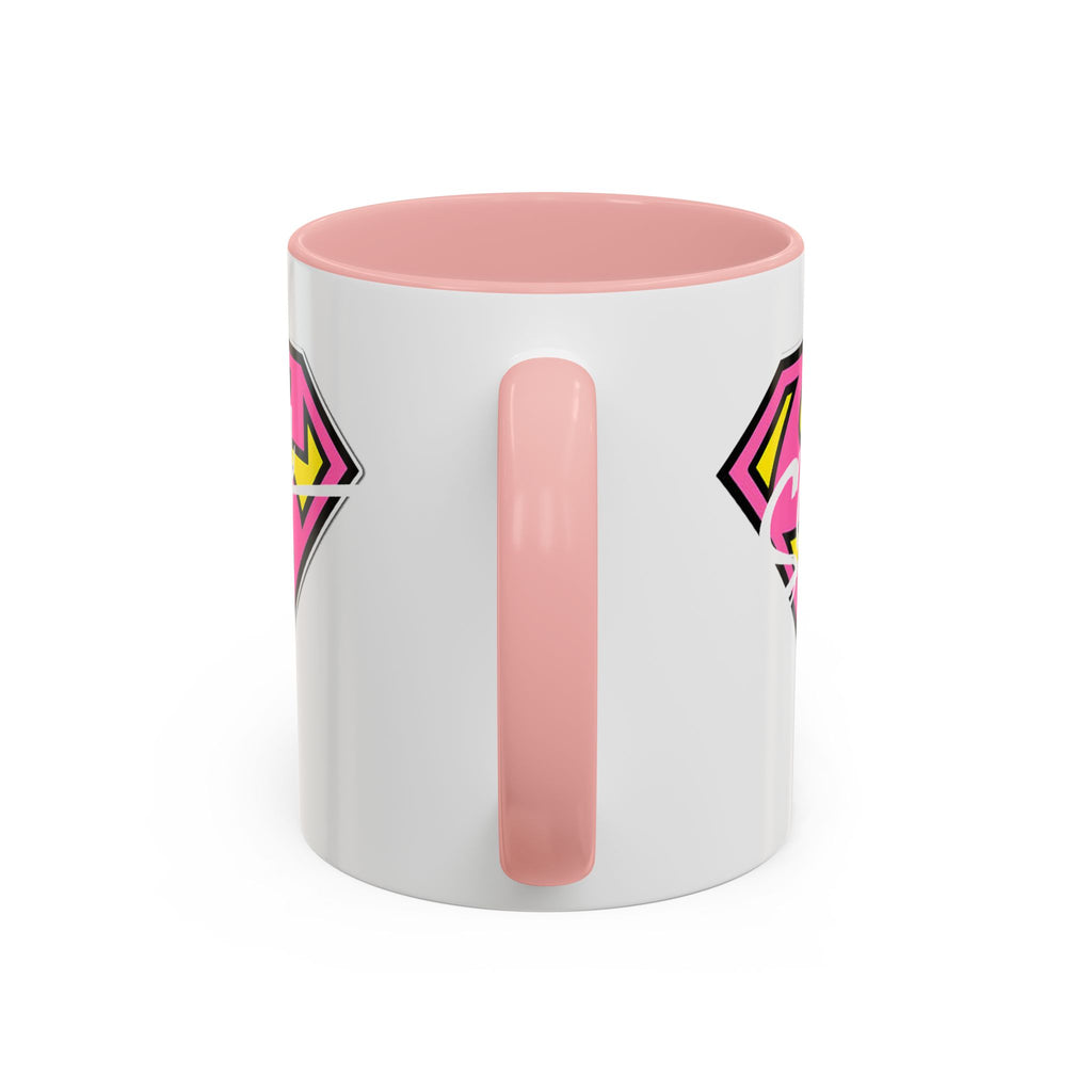 Sassy Supergirl Accent Coffee Mug – Pink & Yellow Super S Logo (11/15oz) - 314 Originals