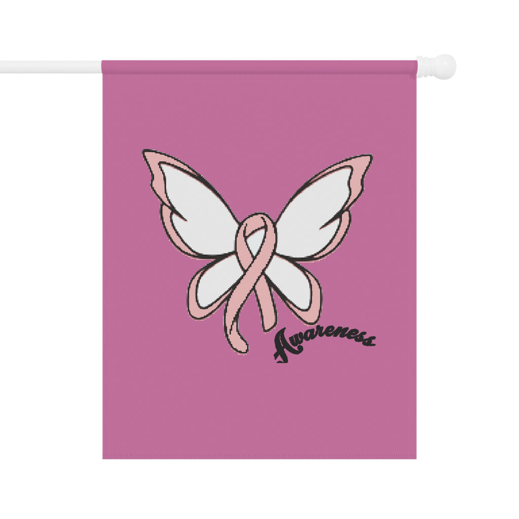 Breast Cancer Awareness Butterfly Garden Flag – 'Awareness' Pink Ribbon House Banner - 314 Originals