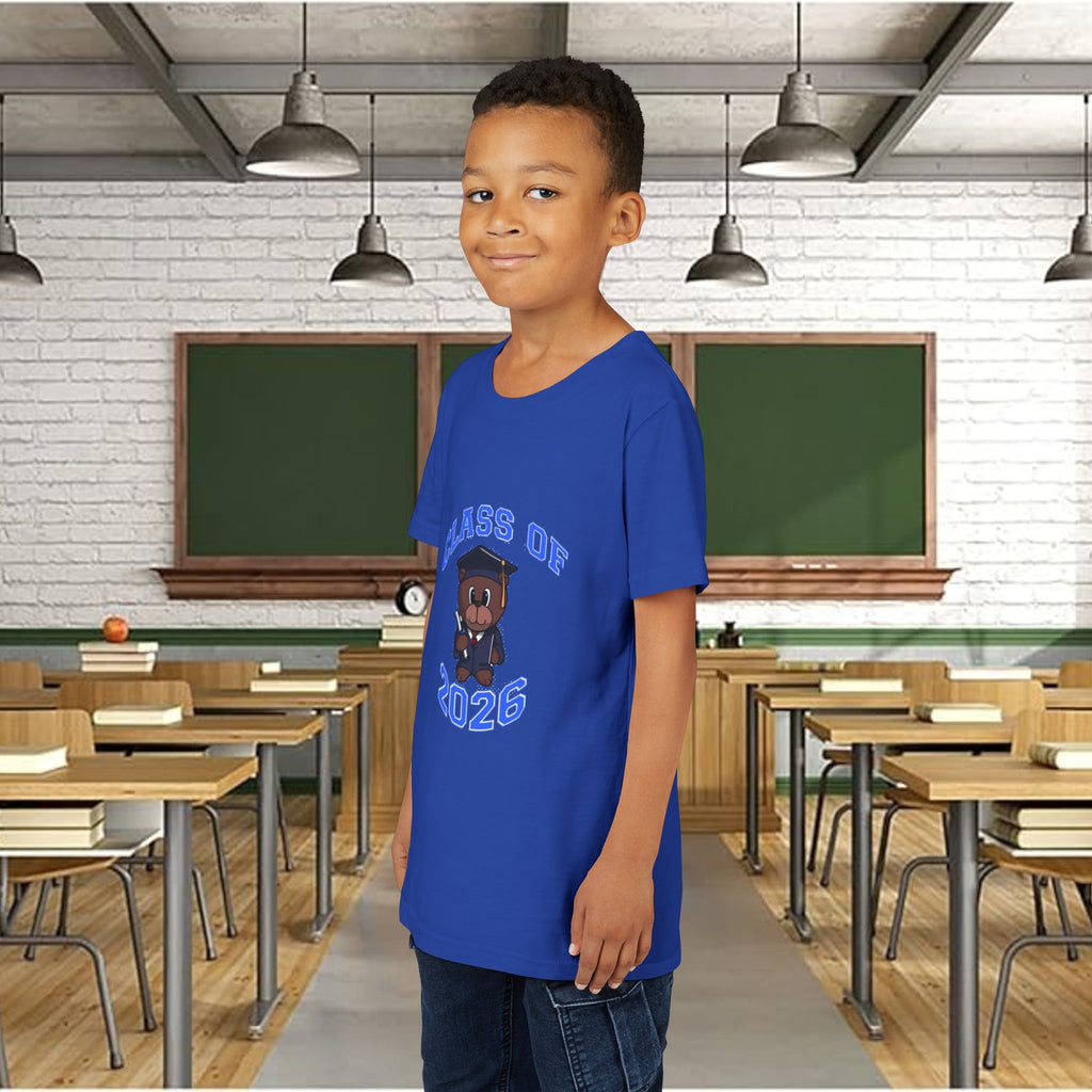 Class of 2026 Kids Graduation T‑Shirt — Cute Graduate Bear Youth Tee
