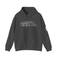 City Skyline Hoodie — Black & White Waterfront Panorama Pullover Printify Hoodie  314 Originals