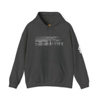 City Skyline Hoodie — Black & White Waterfront Panorama Pullover Printify Hoodie  314 Originals
