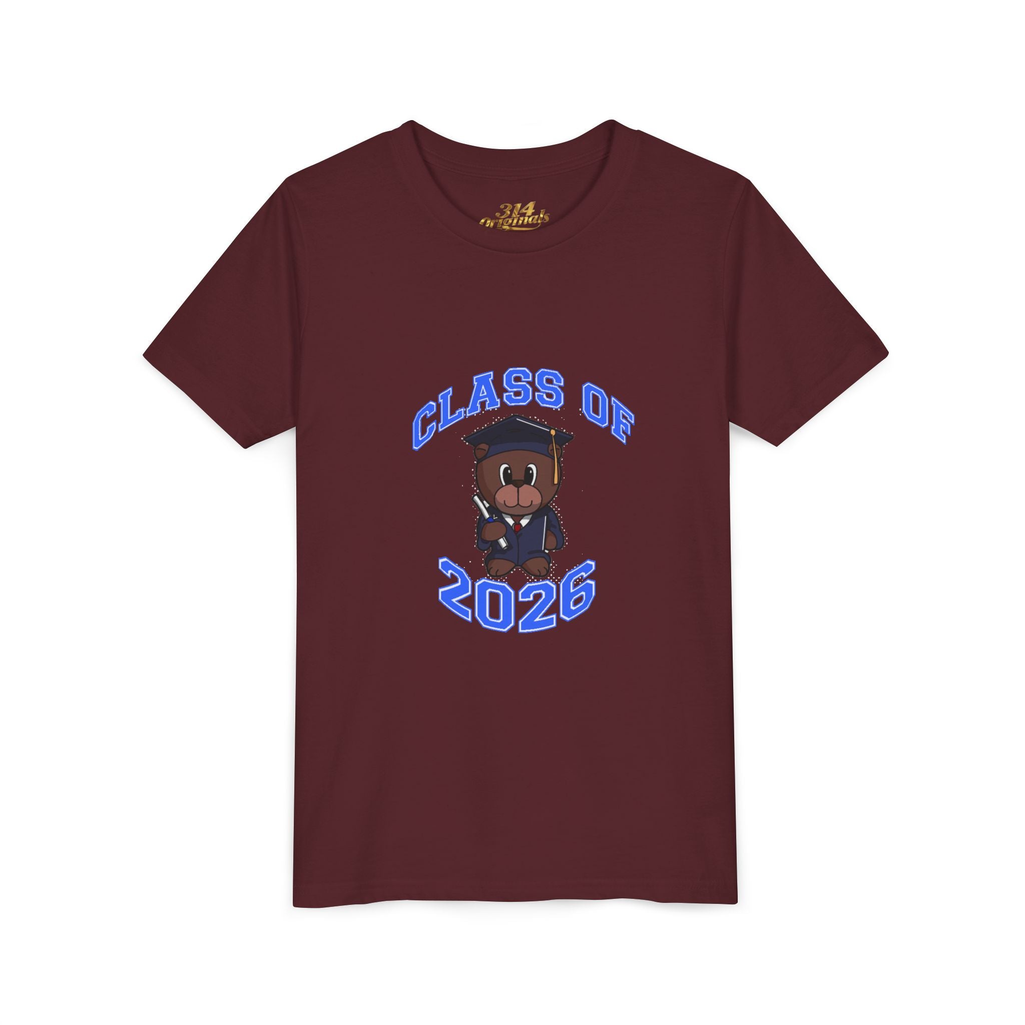 Class of 2026 Kids Graduation T‑Shirt — Cute Graduate Bear Youth Tee