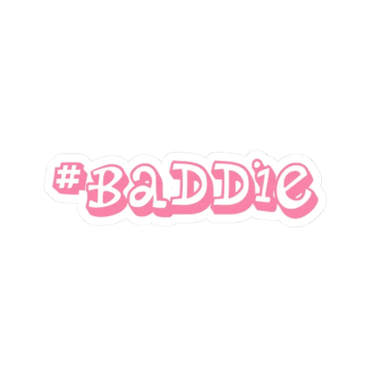 #BADDIE Pink Script Kiss-Cut Sticker — Trendy Laptop & Water Bottle Decal Printify