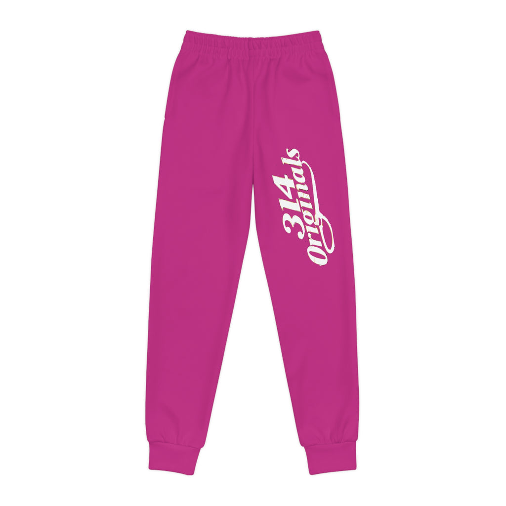 Pink Youth Joggers with 314 Originals Side Graphic — Kids Athletic Sweatpants - 314 Originals