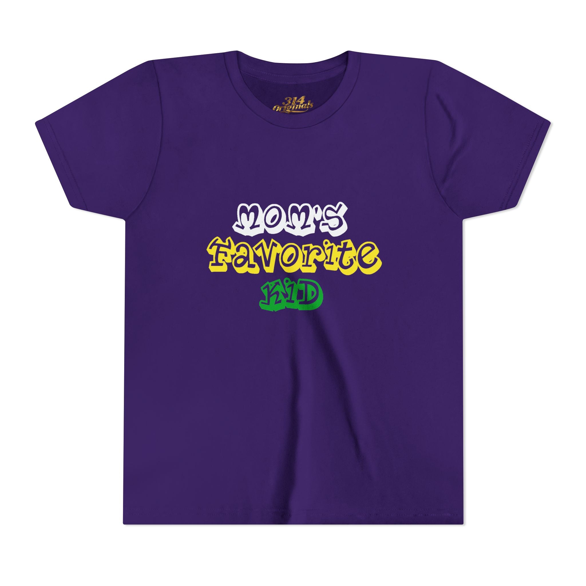 Girl's "Favorite Kid" Retro Yellow & Green Graphic T-Shirt