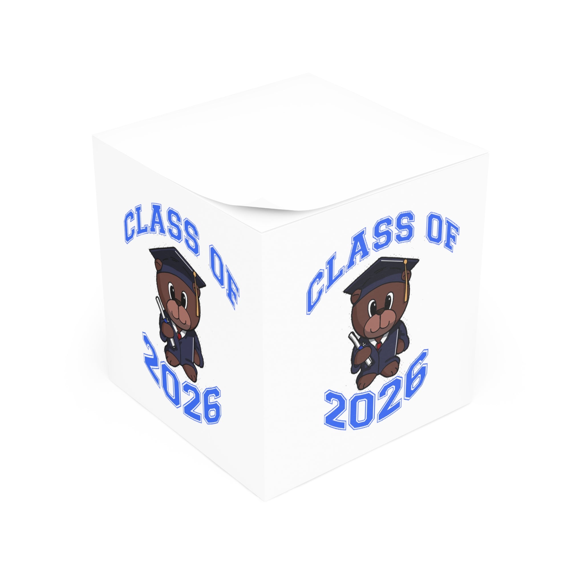 Class of 2026 Graduation Note Cube — Cute Teddy Grad Memo Block