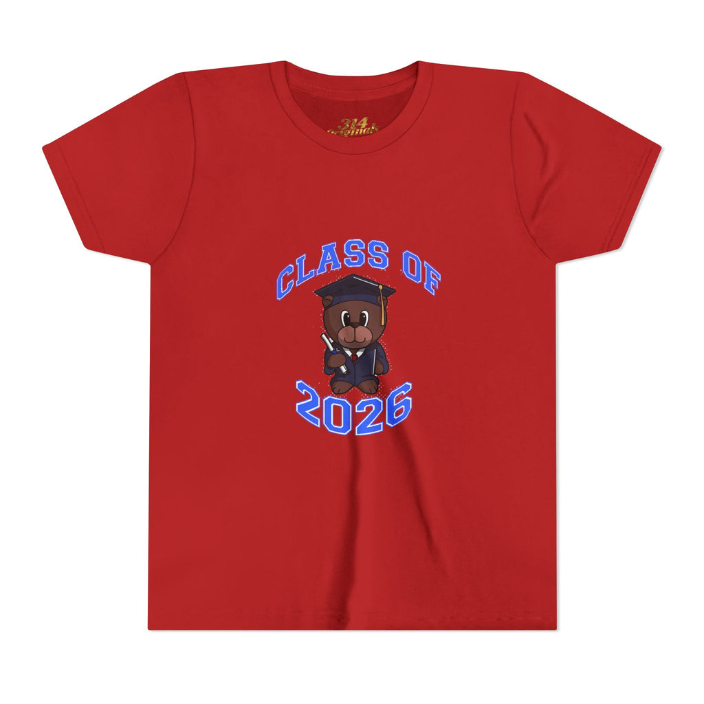 Class of 2026 Kids Graduation T‑Shirt — Cute Graduate Bear Youth Tee
