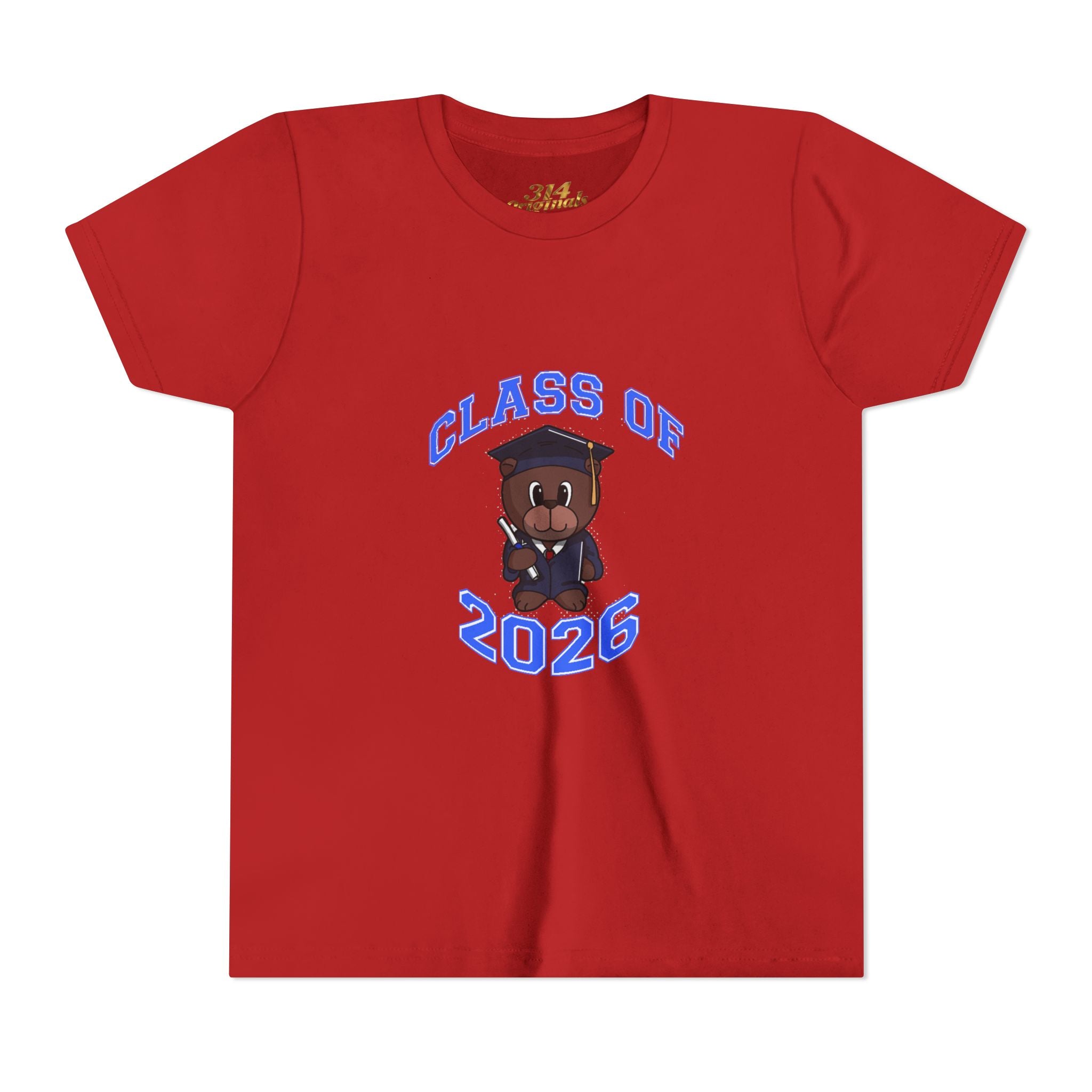 Class of 2026 Kids Graduation T‑Shirt — Cute Graduate Bear Youth Tee