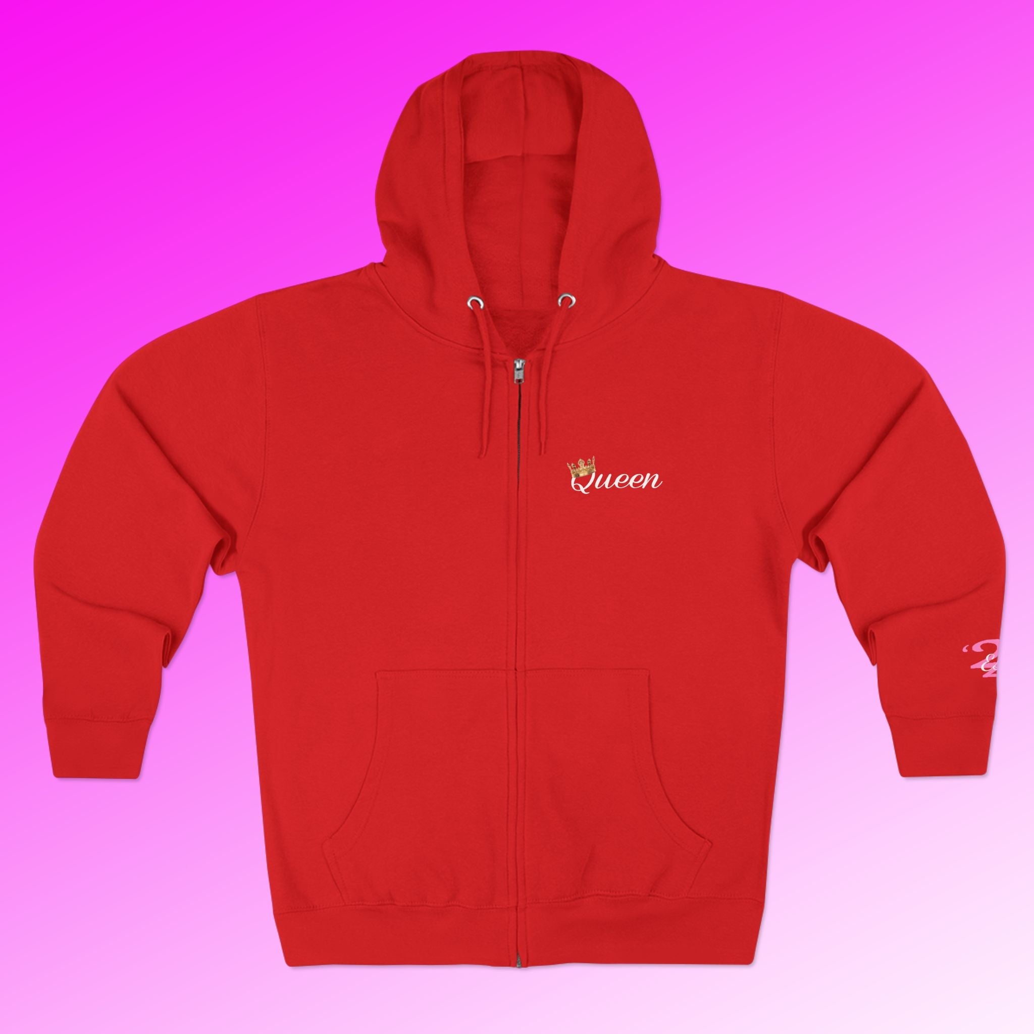 'Queen' Chest Logo Zip Hoodie — Women's Urban Streetwear Printify Hoodie  314 Originals