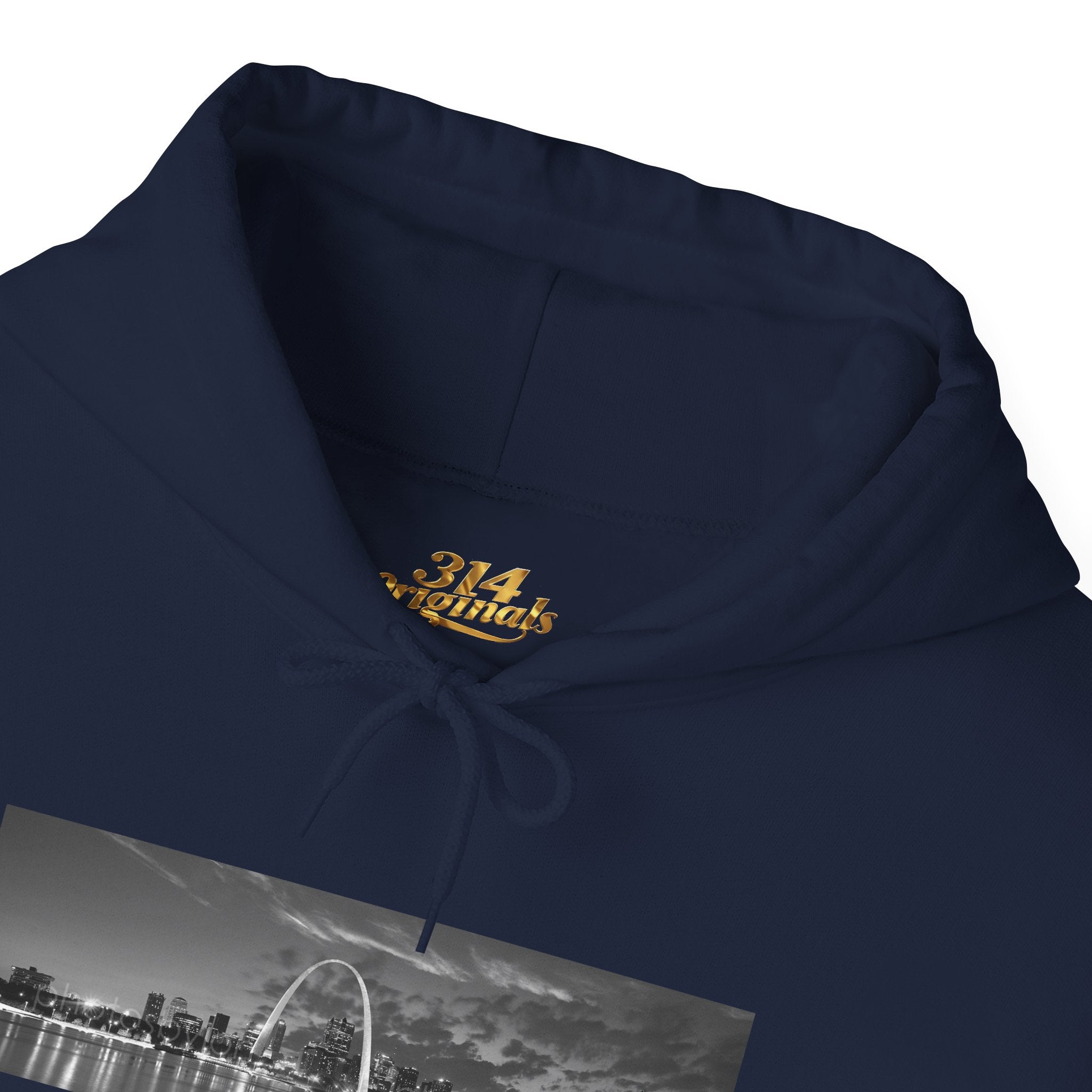 City Skyline Hoodie — Black & White Waterfront Panorama Pullover Printify Hoodie  314 Originals