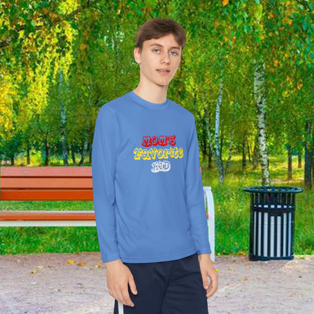 "Mom's Favorite Kid" Youth Long Sleeve Tee —Colorful Retro Design